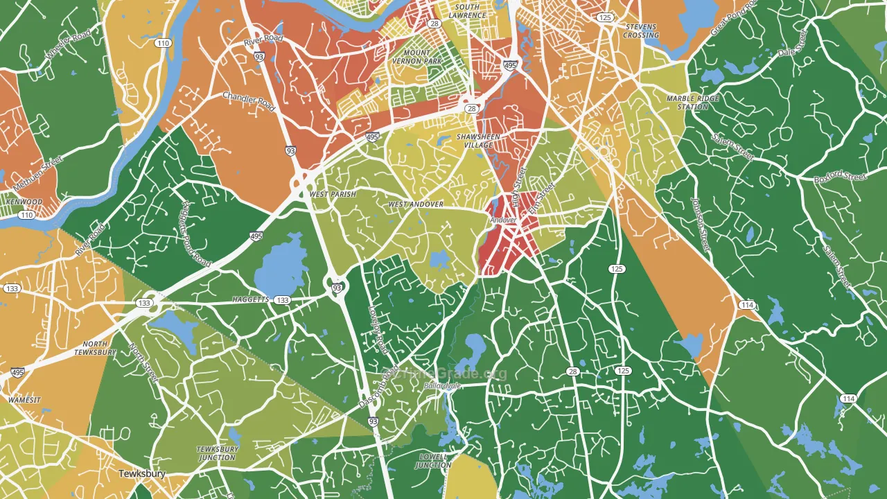 Andover, MA Map of Burglary Rates