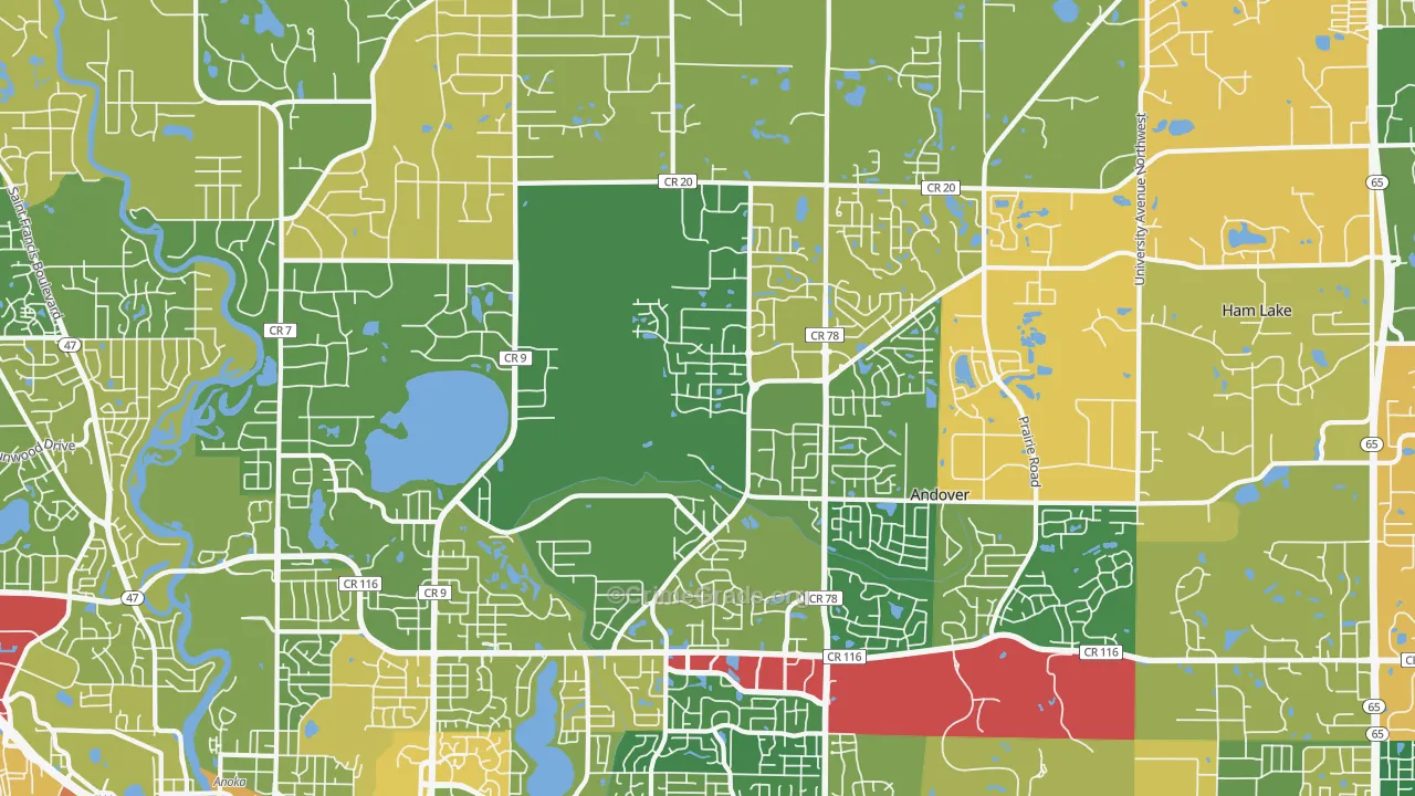 Andover, MN Map of Burglary Rates