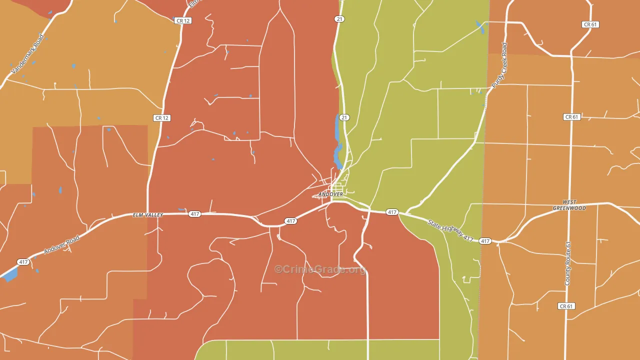 Andover, NY Map of Burglary Rates