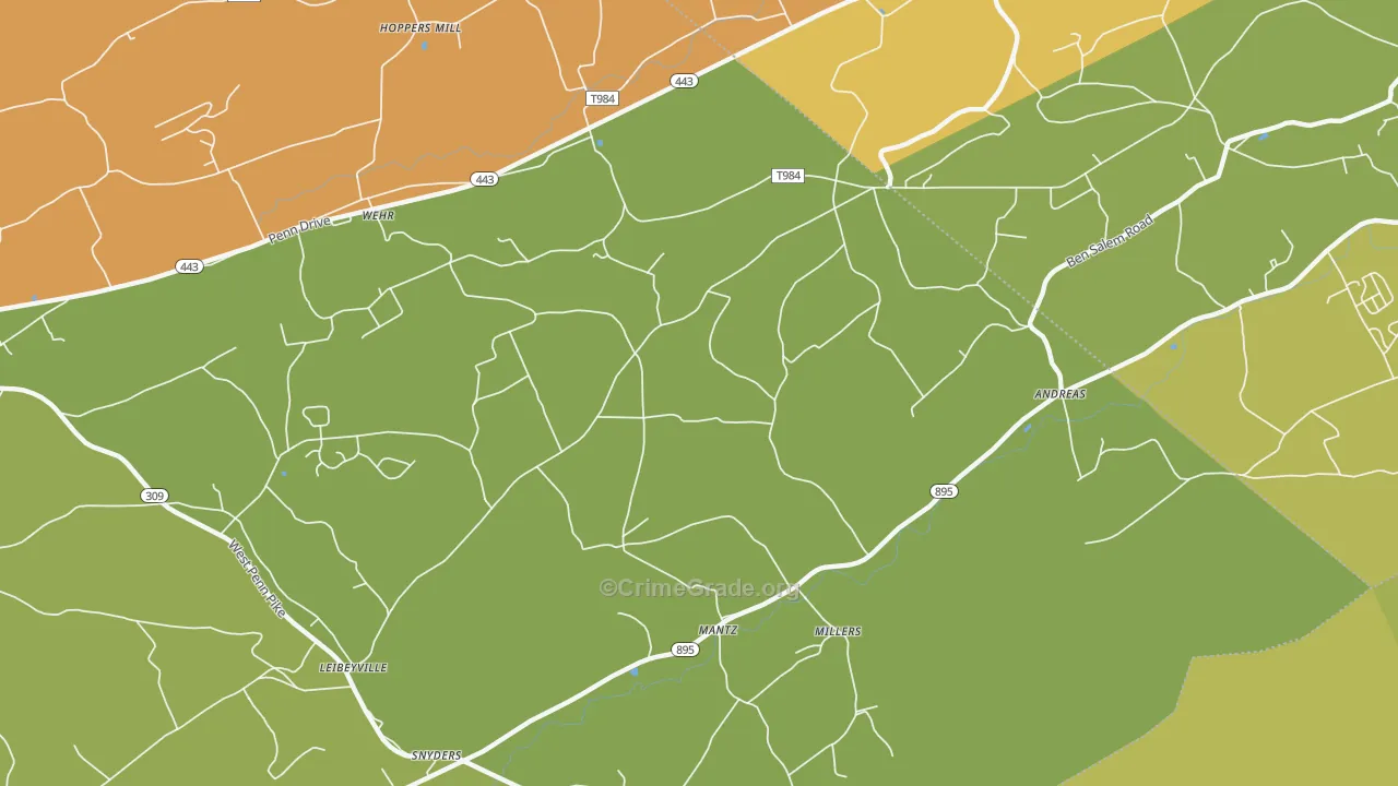 Andreas, PA Map of Burglary Rates
