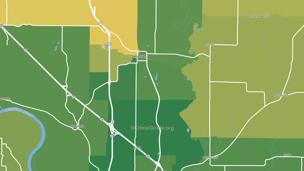 Andrew County, MO Map of Burglary Rates