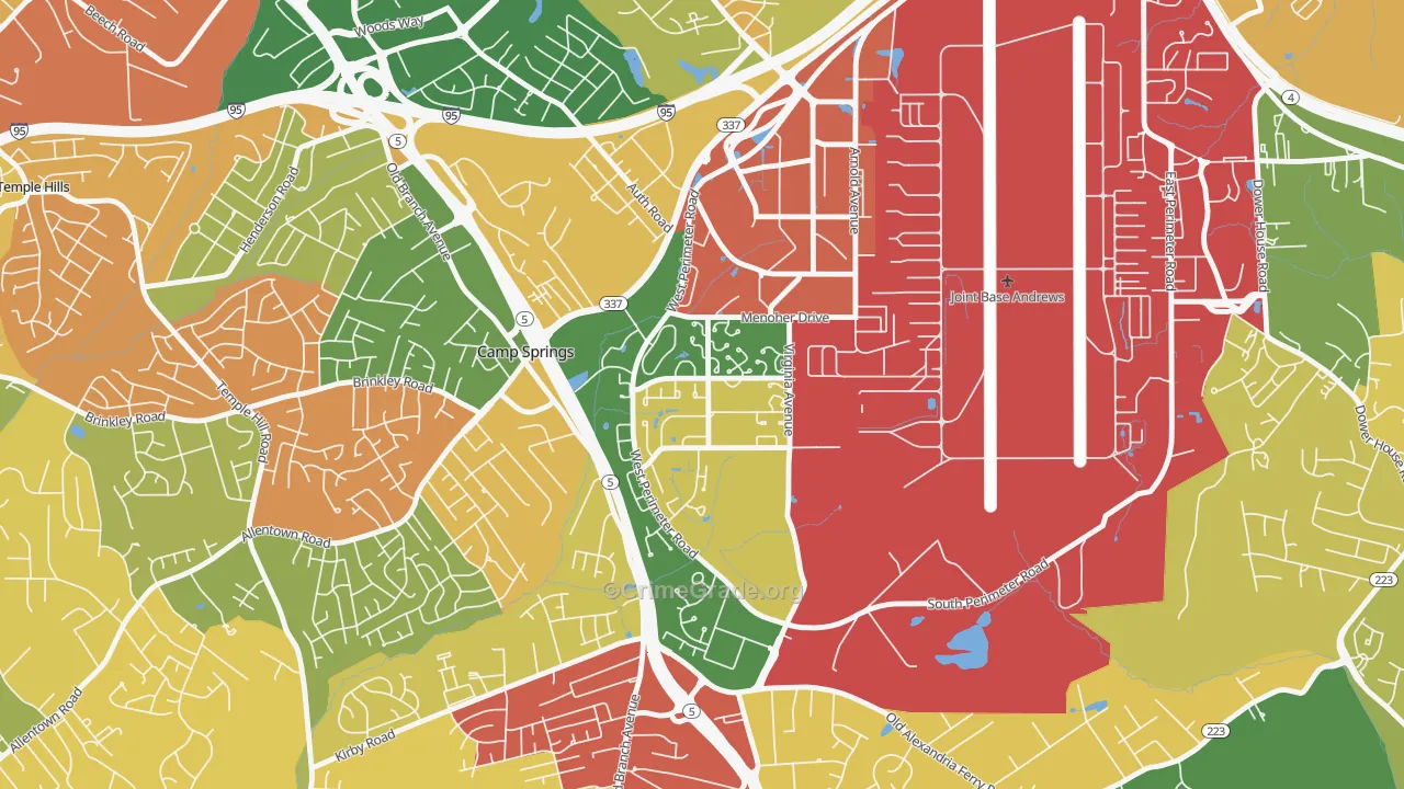 Andrews AFB, MD Map of Burglary Rates