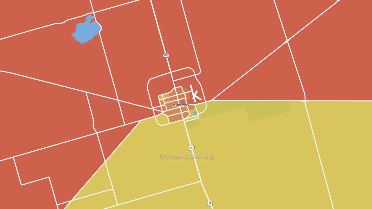 Andrews County, TX Map of Burglary Rates