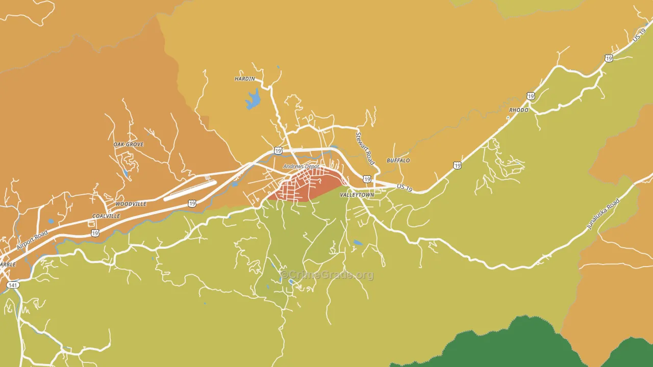 Andrews, NC Map of Burglary Rates