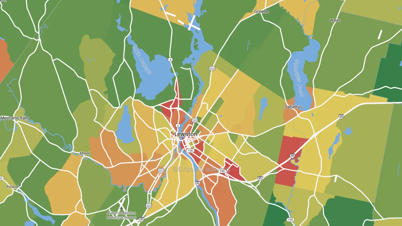 Androscoggin County, ME Map of Burglary Rates