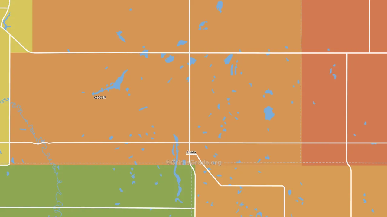 Aneta, ND Map of Burglary Rates