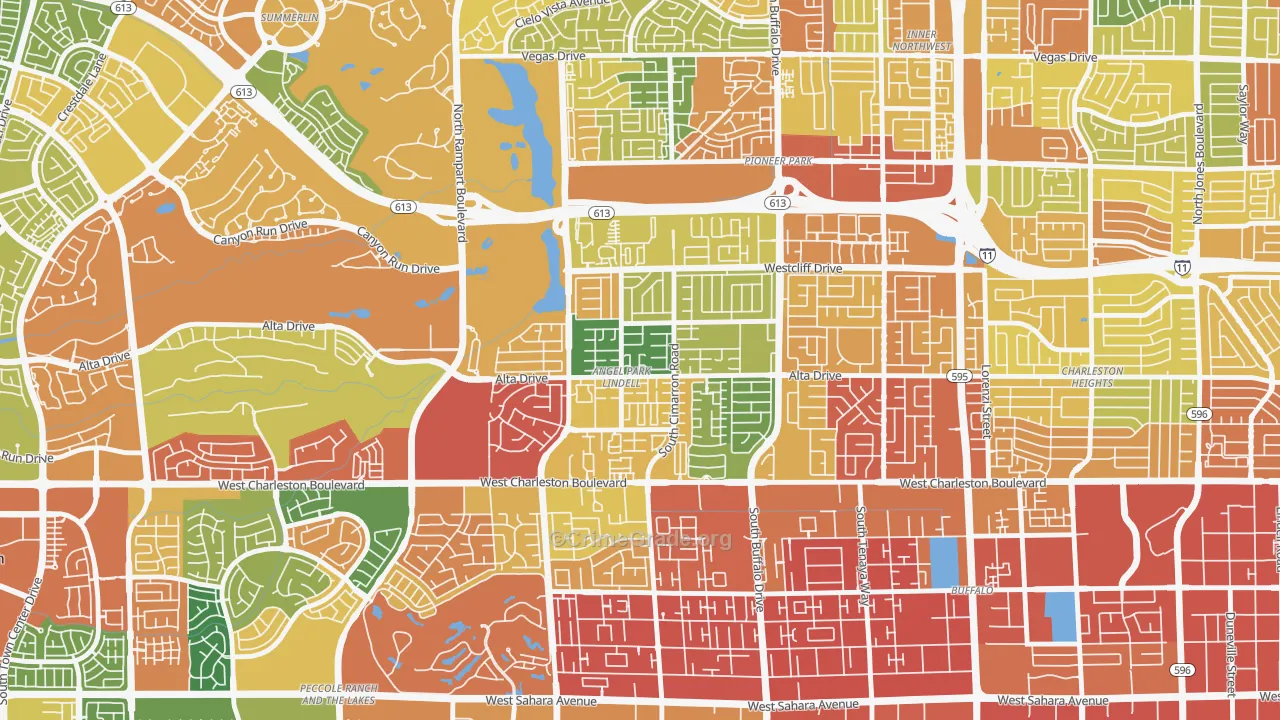 Angel Park Lindell, Las Vegas, NV Map of Burglary Rates