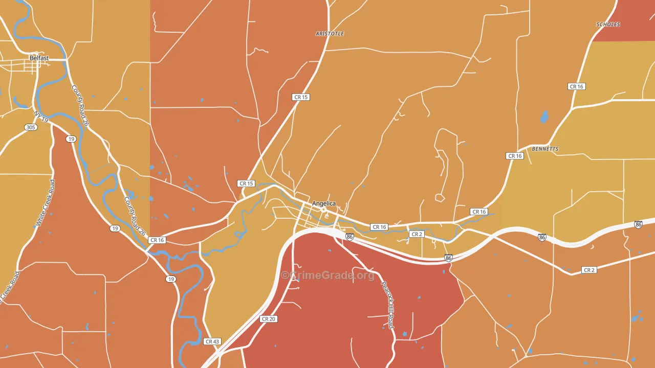 Angelica, NY Map of Burglary Rates