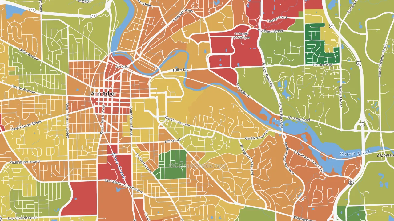 Angells, Ann Arbor, MI Map of Burglary Rates