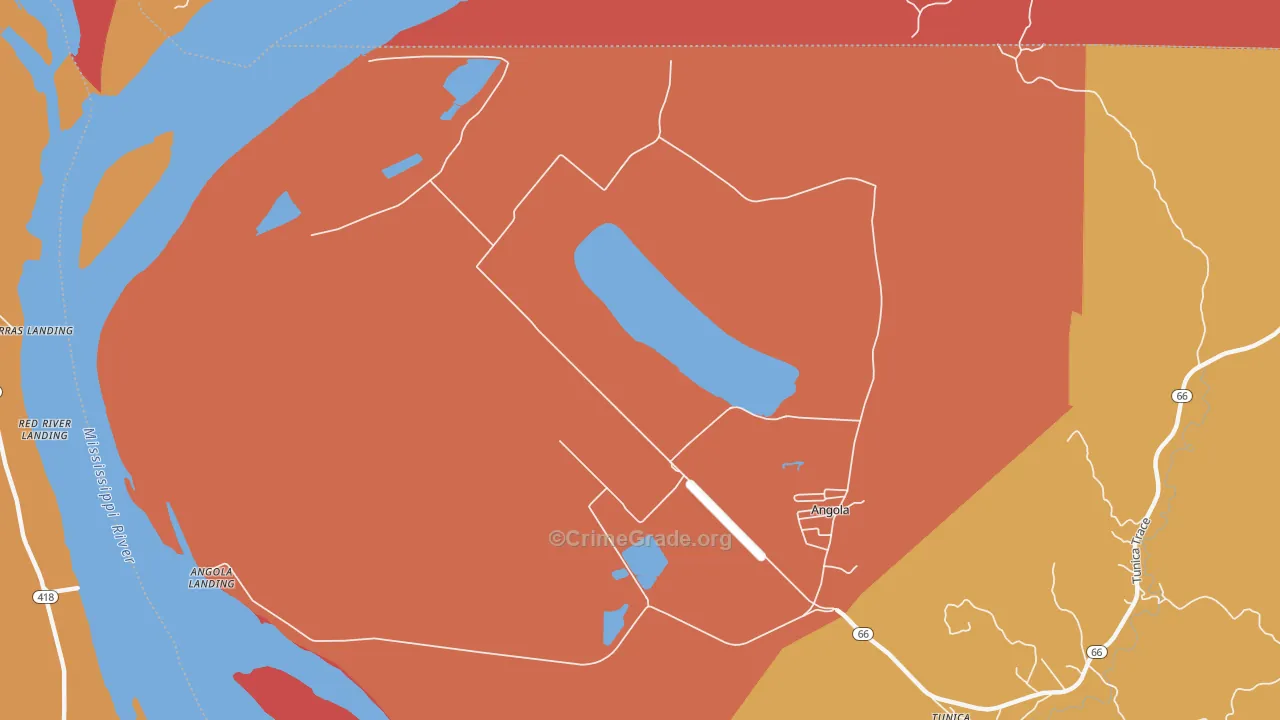 Angola, LA Map of Burglary Rates