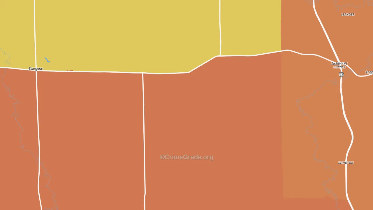 Angora, MN Map of Burglary Rates