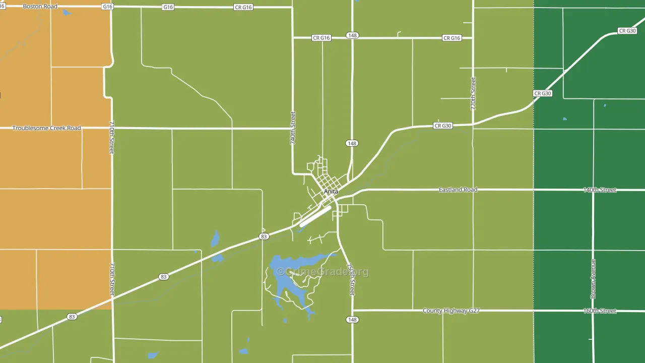 Anita, IA Map of Burglary Rates
