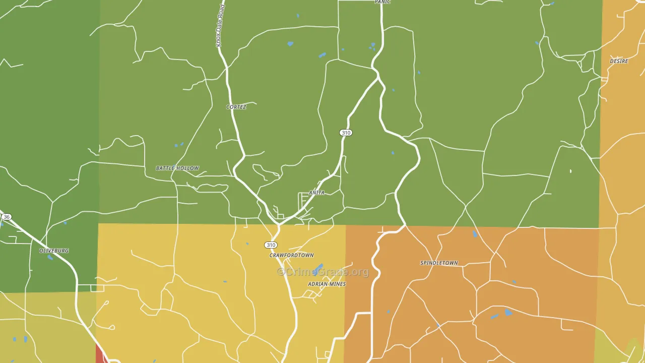 Anita, PA Map of Burglary Rates