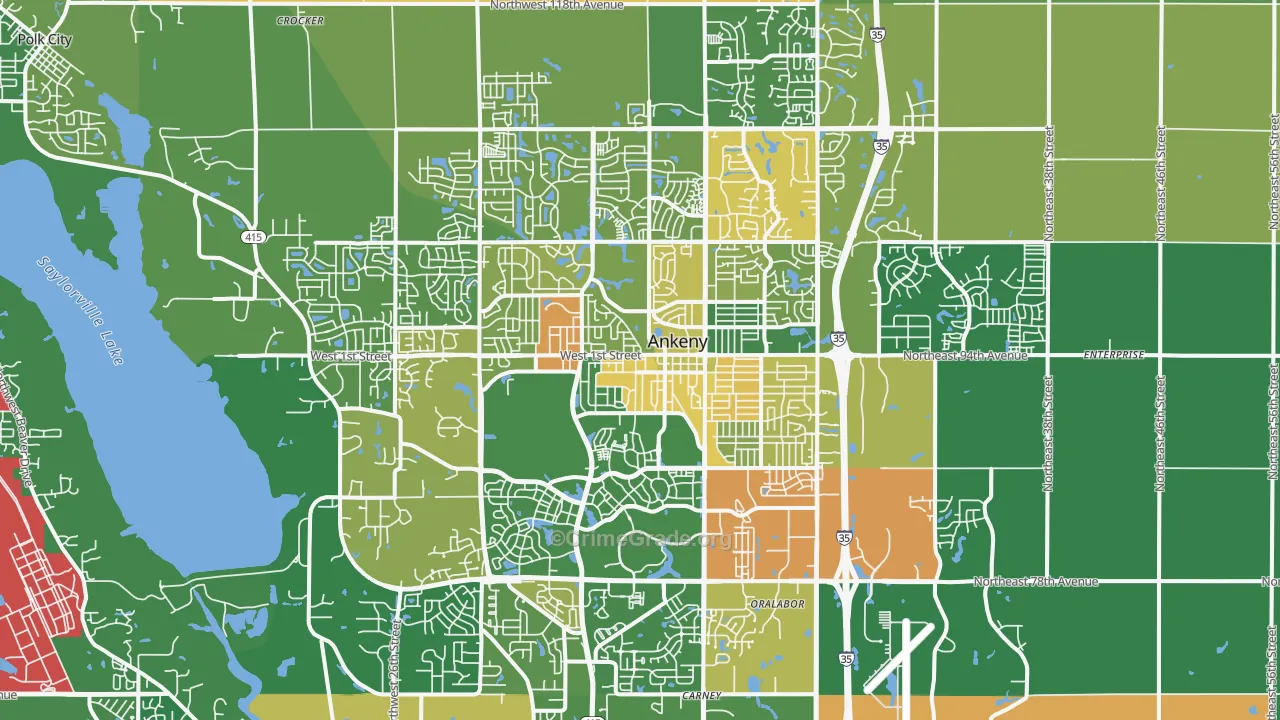 Ankeny, IA Map of Burglary Rates
