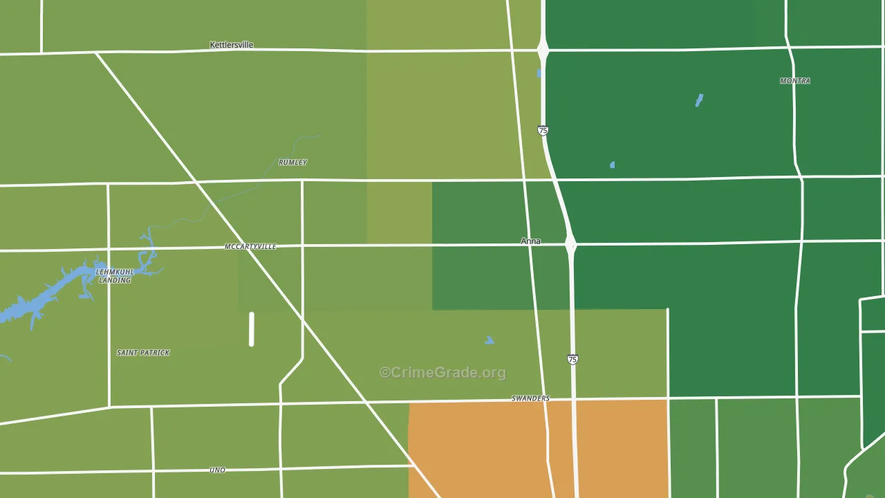 Anna, OH Map of Burglary Rates