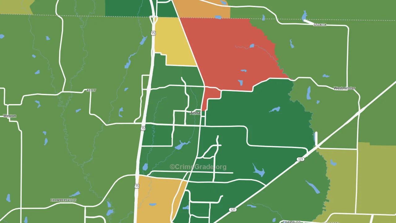 Anna, TX Map of Burglary Rates