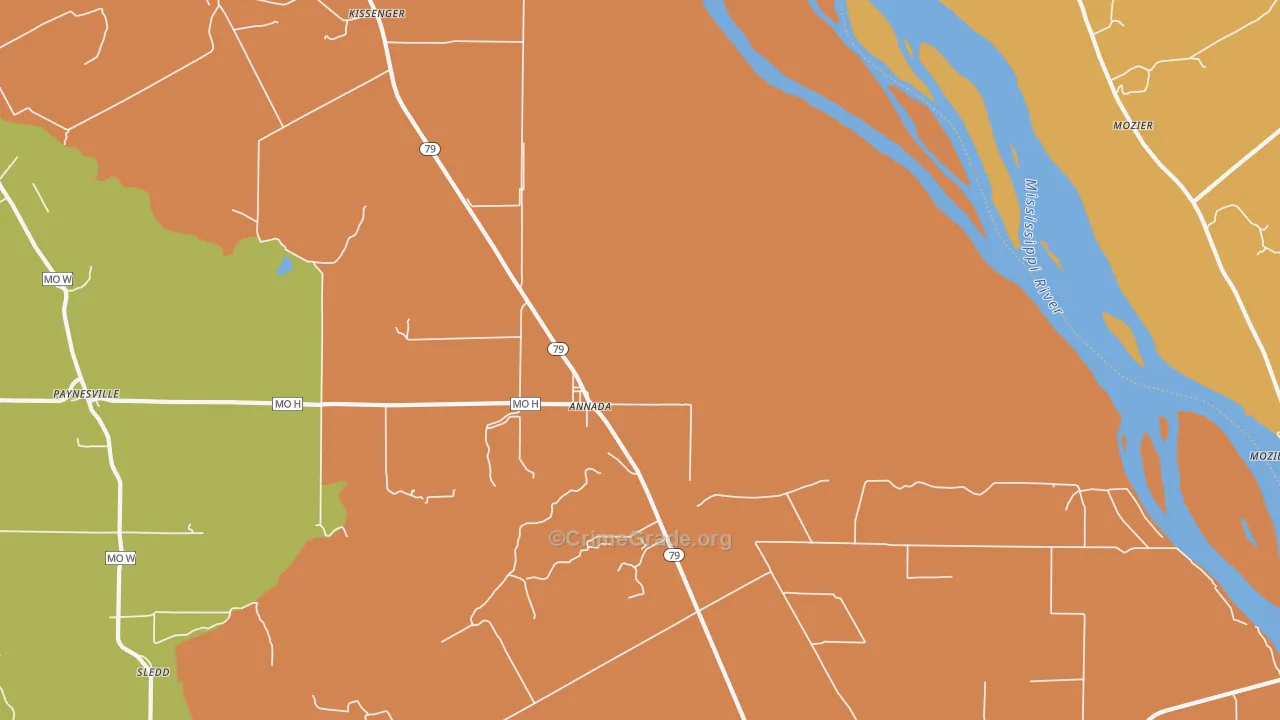 Annada, MO Map of Burglary Rates