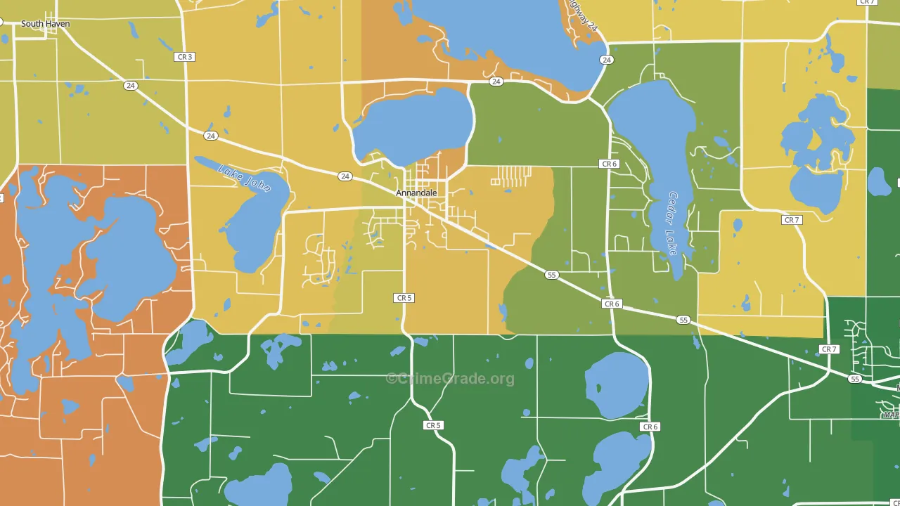Annandale, MN Map of Burglary Rates