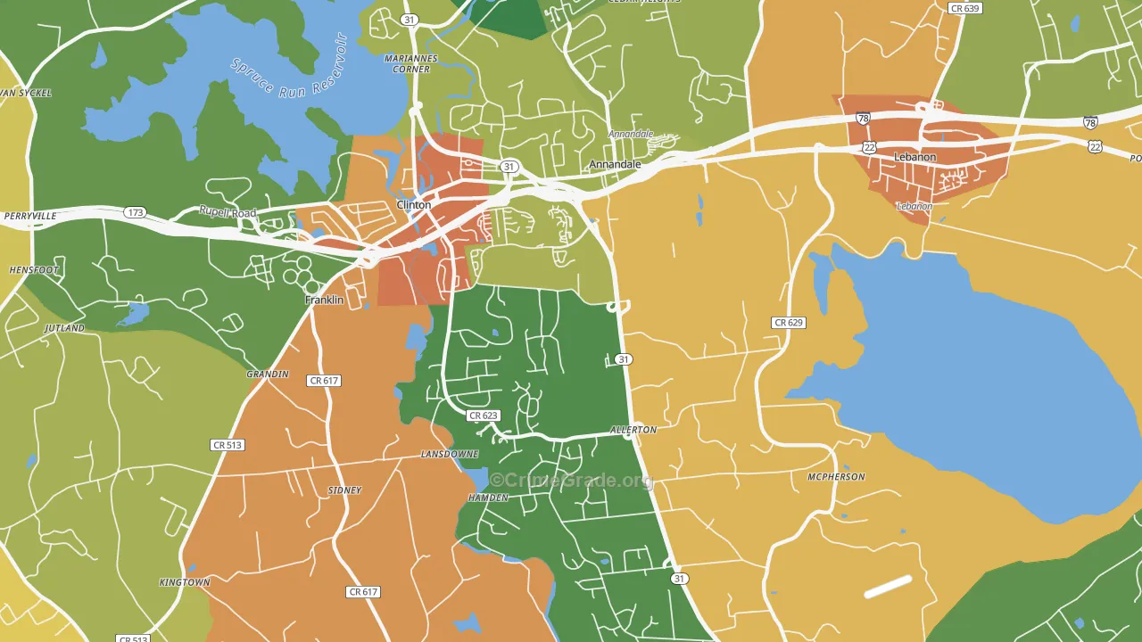 Annandale, NJ Map of Burglary Rates