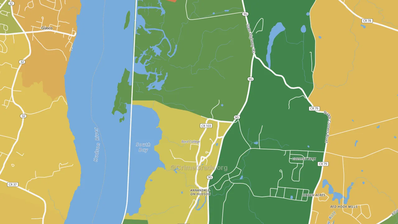 Annandale On Hudson, NY Map of Burglary Rates