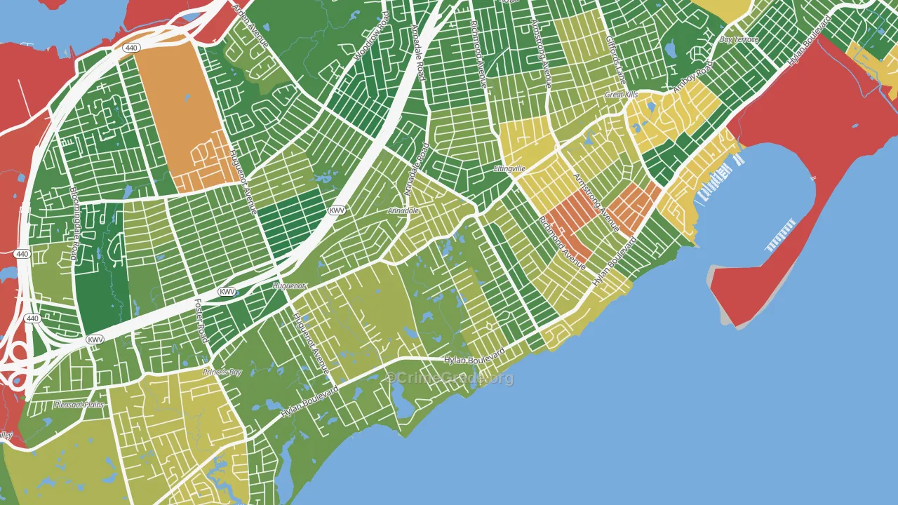 Annandale-on-Hudson, Staten Island, NY Map of Burglary Rates