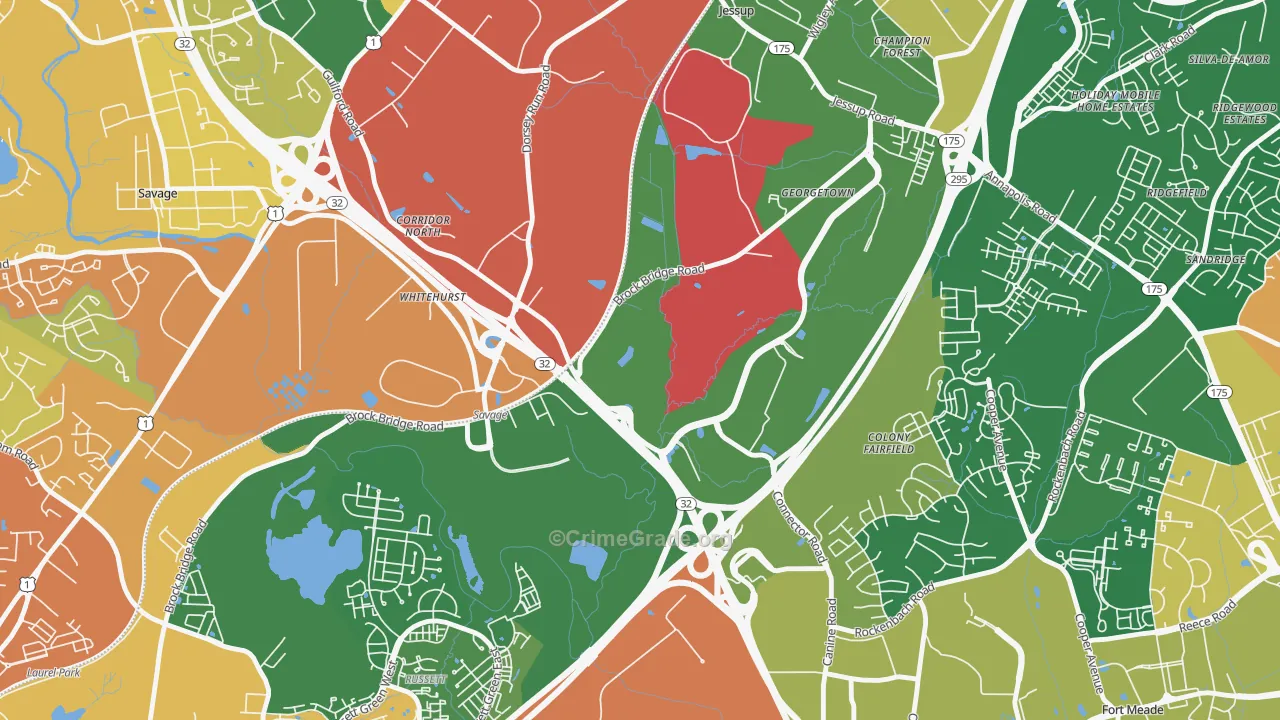 Annapolis Junction, MD Map of Burglary Rates