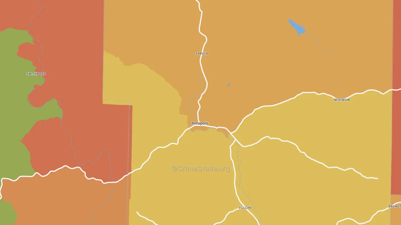 Annapolis, MO Map of Burglary Rates