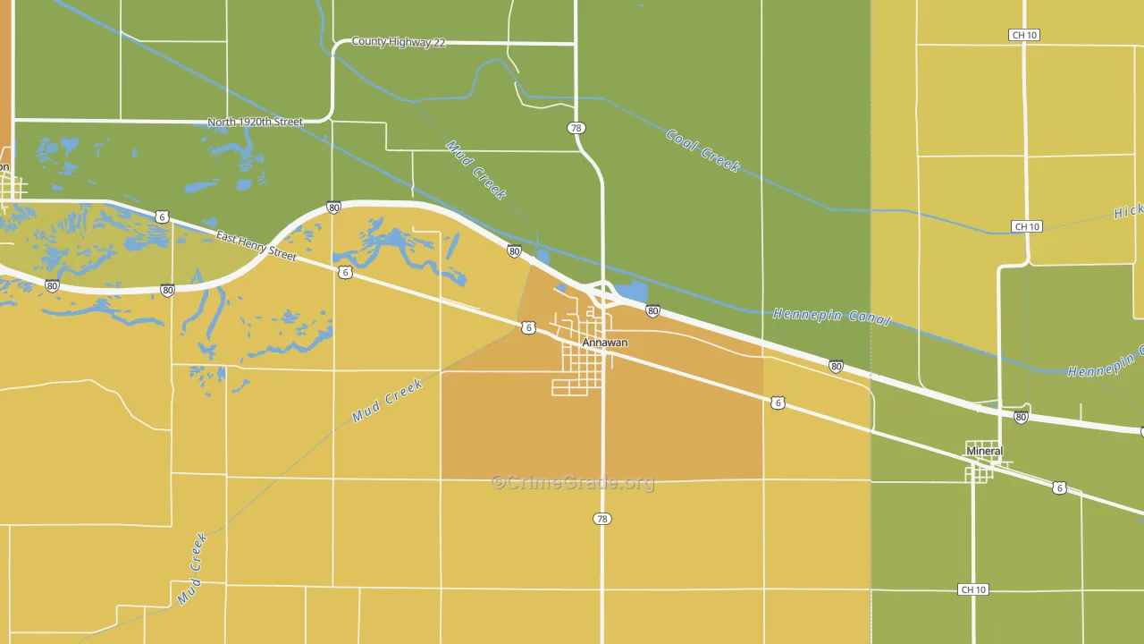 Annawan, IL Map of Burglary Rates