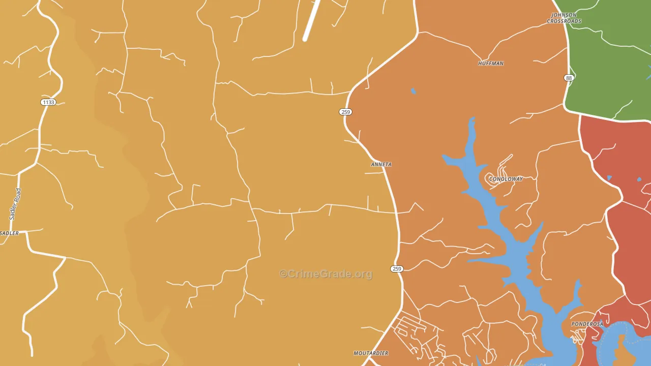 Anneta, KY Map of Burglary Rates