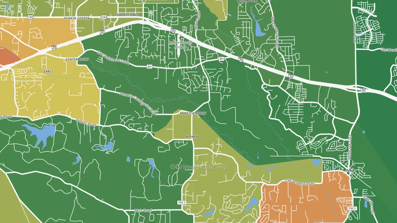 Annetta North, TX Map of Burglary Rates
