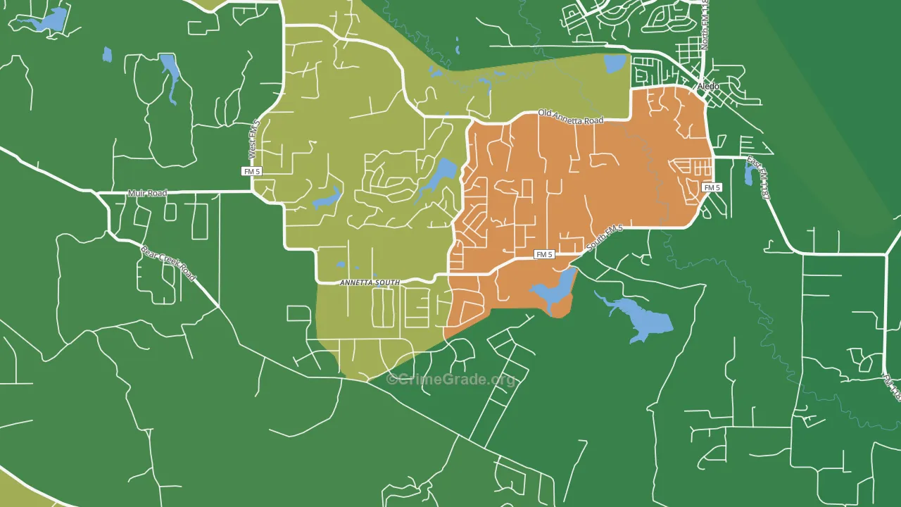 Annetta South, TX Map of Burglary Rates