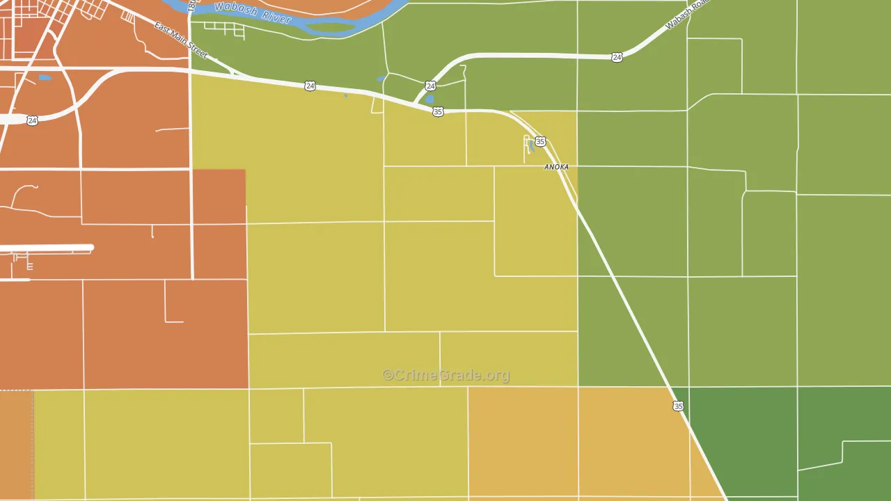 Anoka, IN Map of Burglary Rates