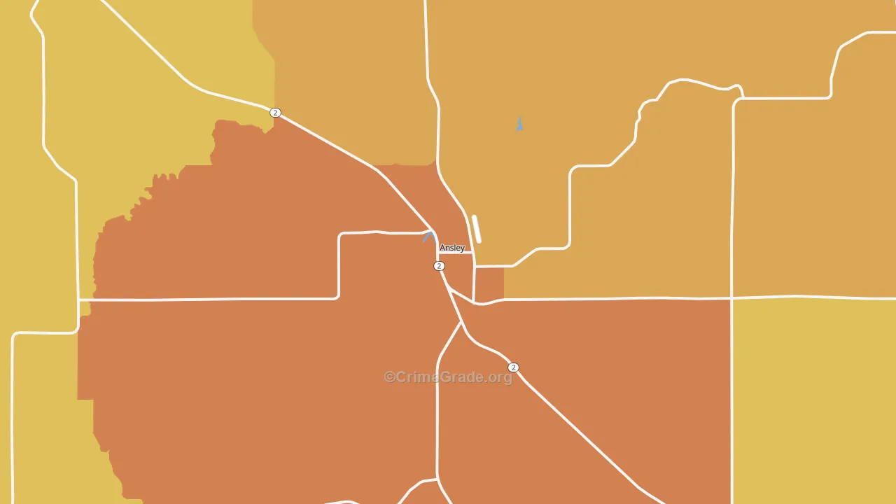 Ansley, NE Map of Burglary Rates