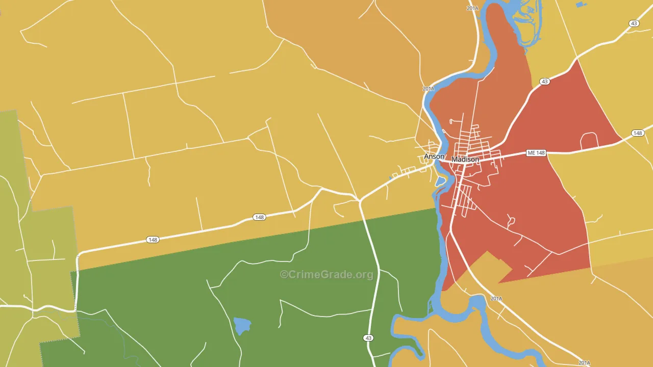 Anson, ME Map of Burglary Rates