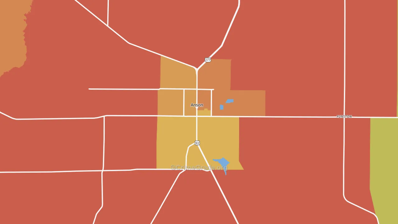 Anson, TX Map of Burglary Rates