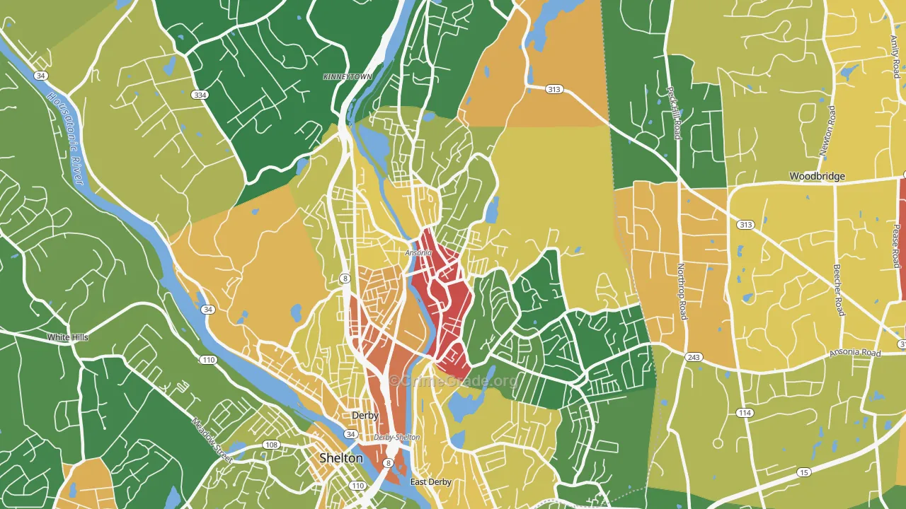 Ansonia, CT Map of Burglary Rates