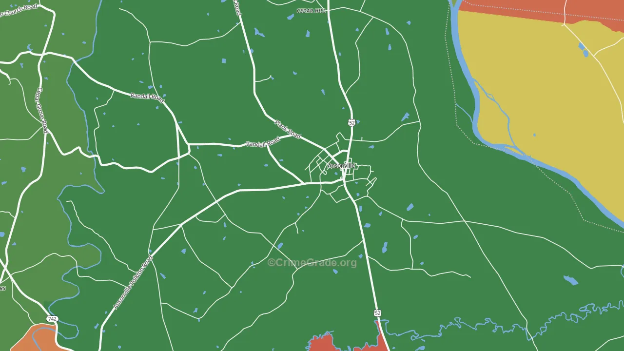 Ansonville, NC Map of Burglary Rates