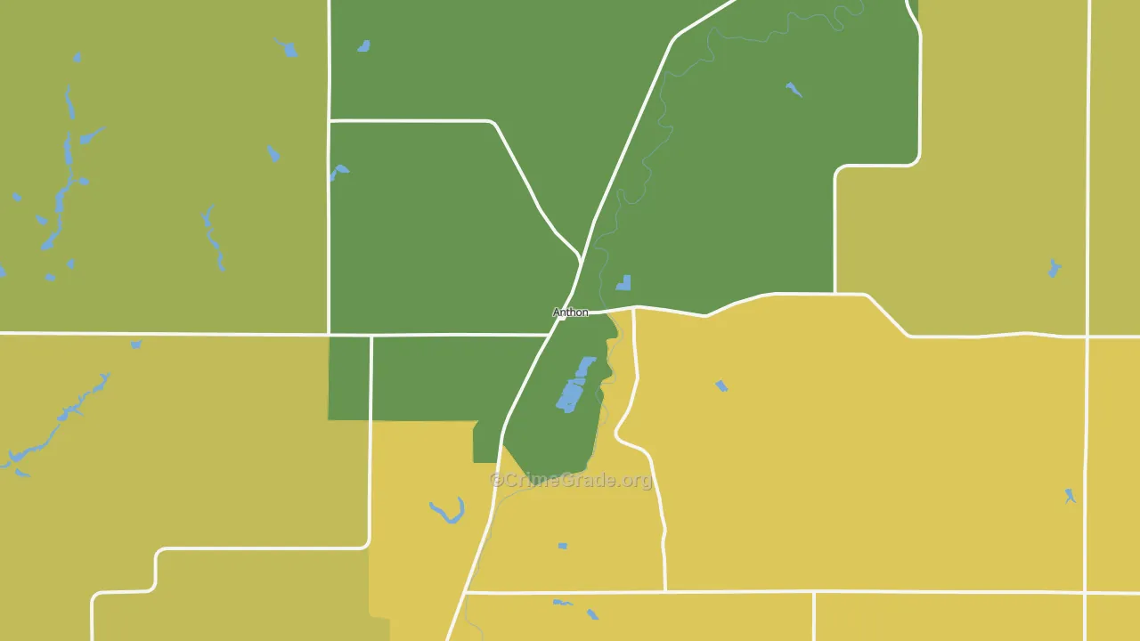 Anthon, IA Map of Burglary Rates
