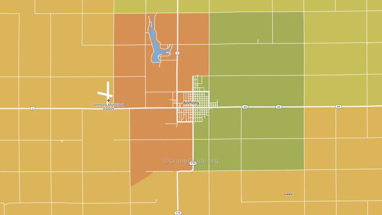 Anthony, KS Map of Burglary Rates