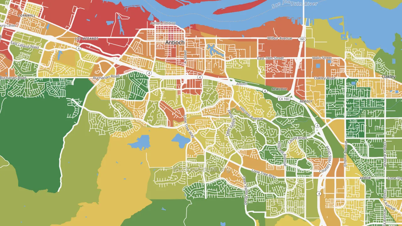 Antioch, CA Map of Burglary Rates