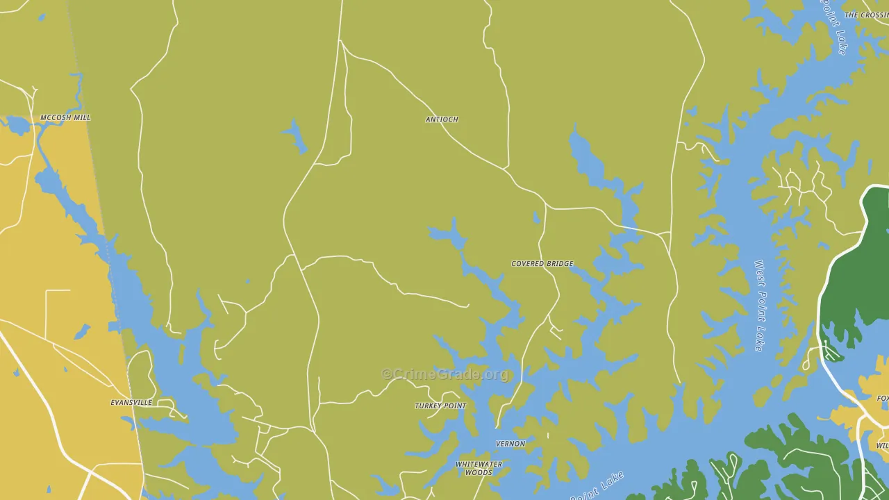 Antioch, GA Map of Burglary Rates