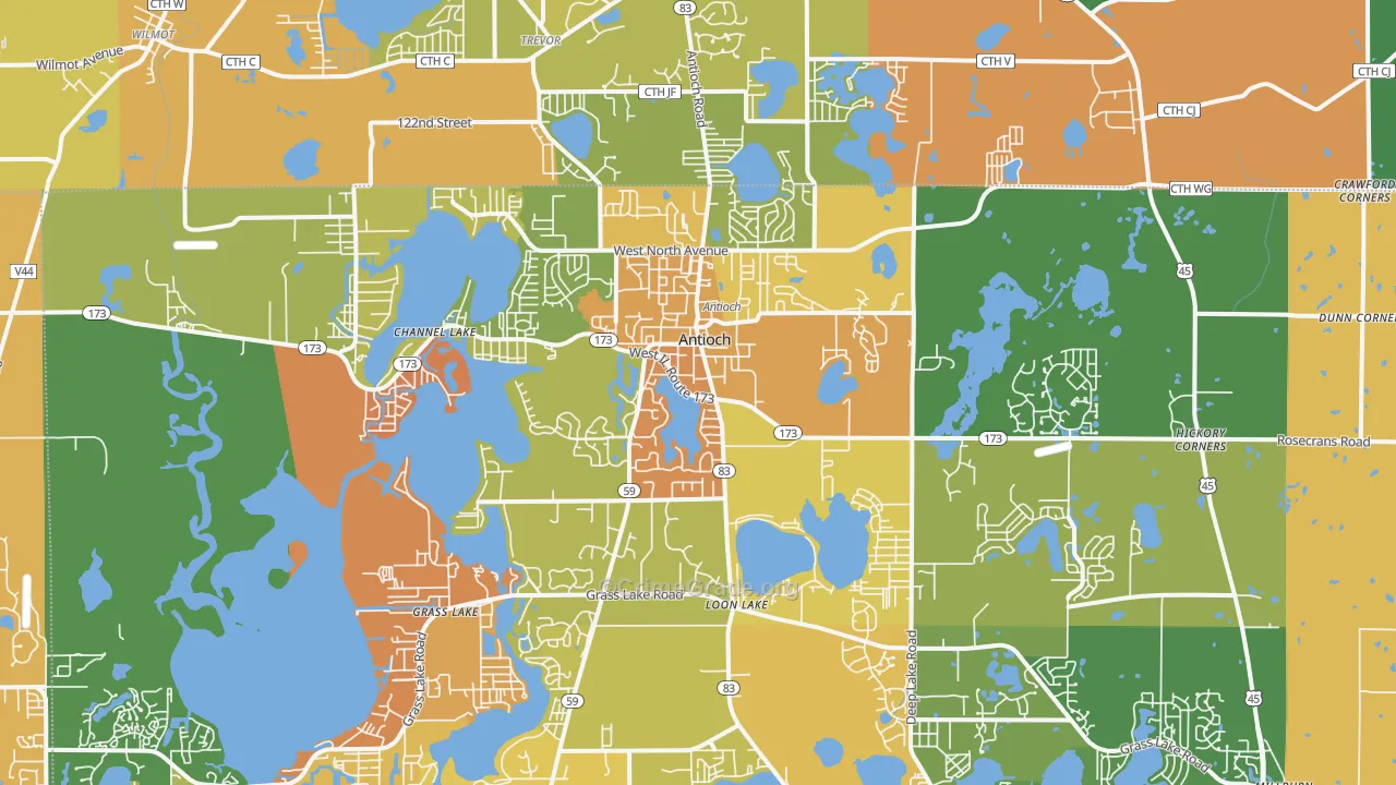 Antioch, IL Map of Burglary Rates