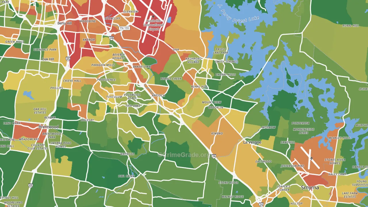 Antioch, TN Map of Burglary Rates