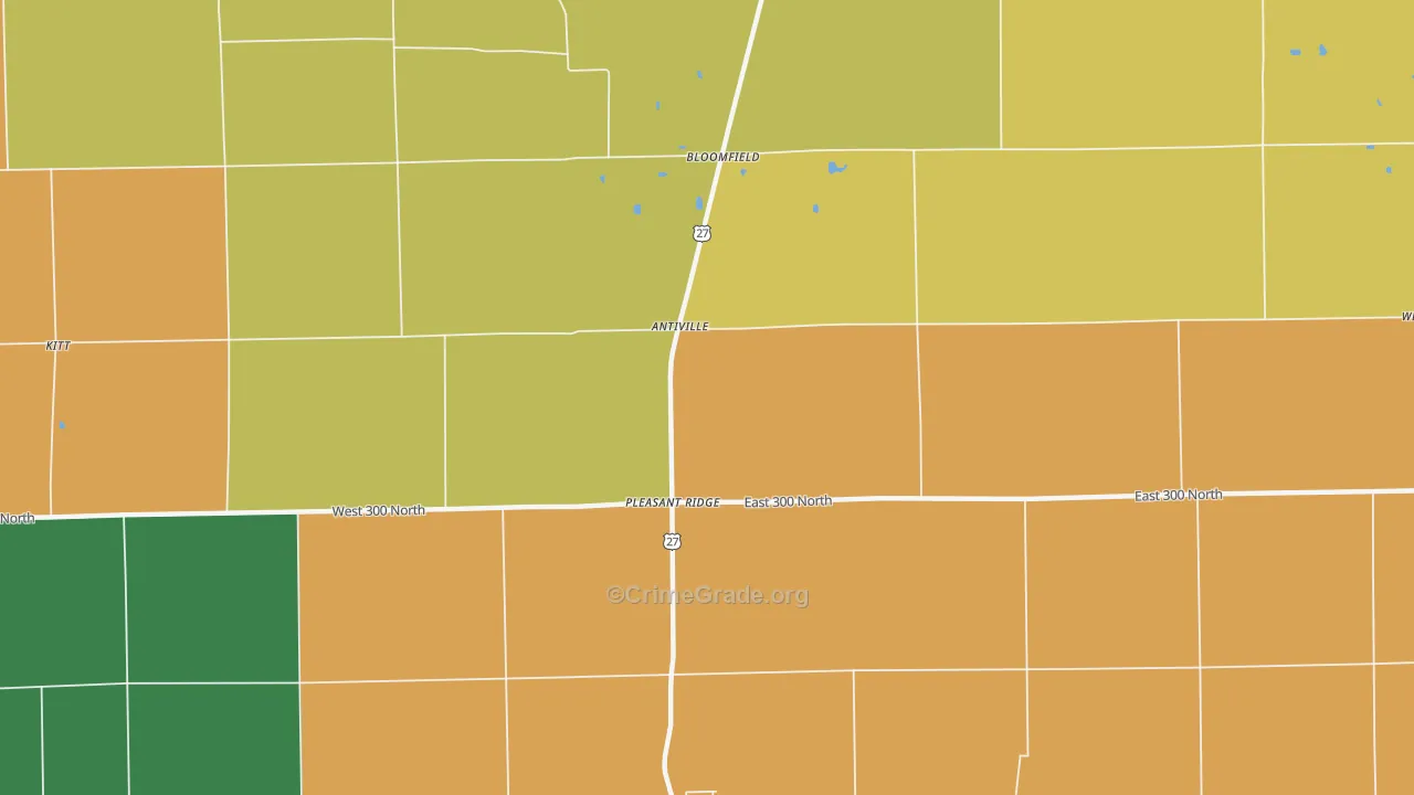 Antiville, IN Map of Burglary Rates