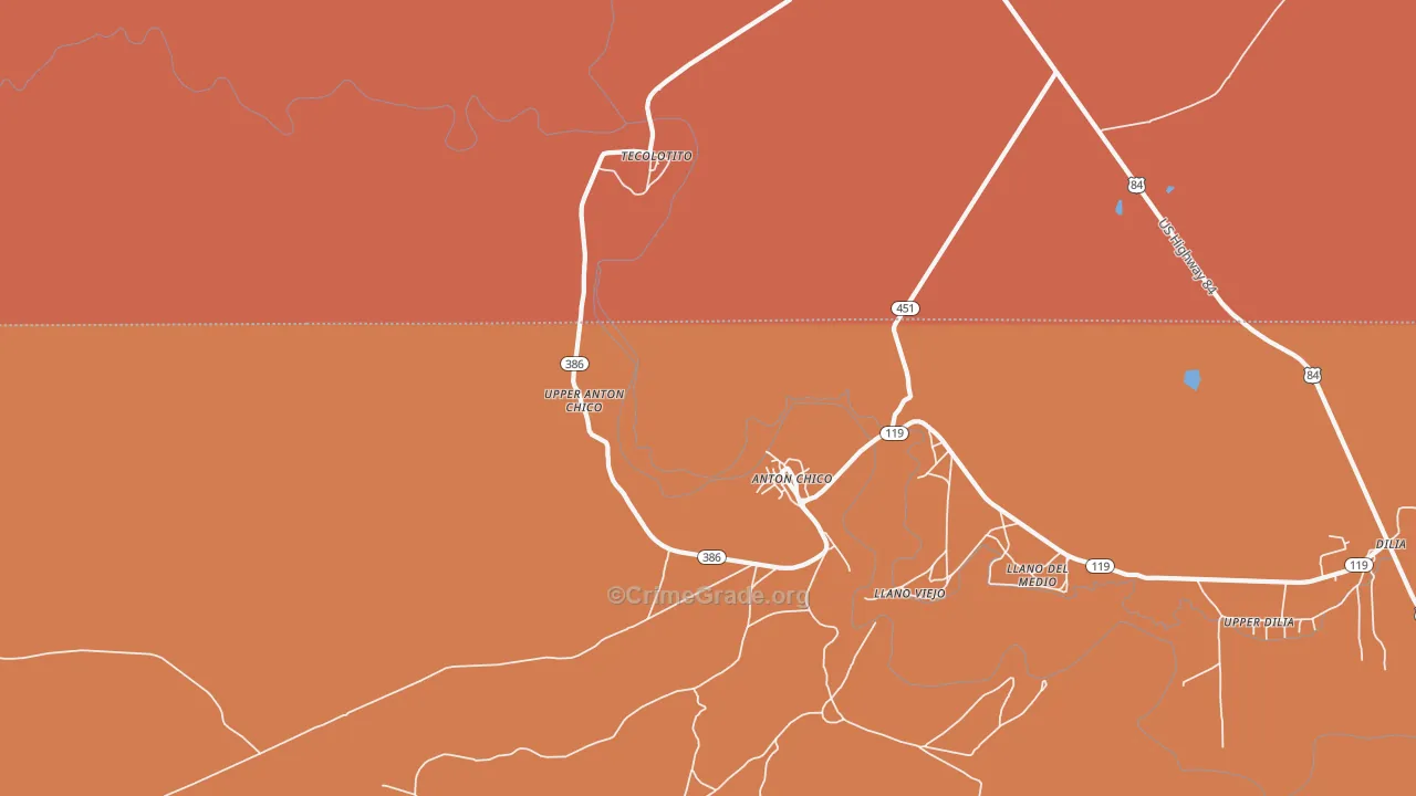 Anton Chico, NM Map of Burglary Rates