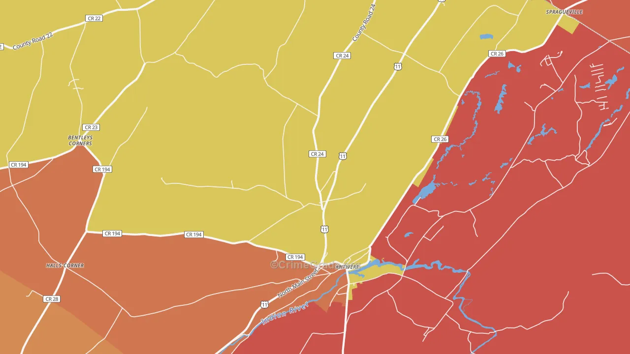 Antwerp, NY Map of Burglary Rates