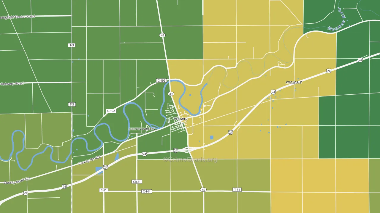 Antwerp, OH Map of Burglary Rates