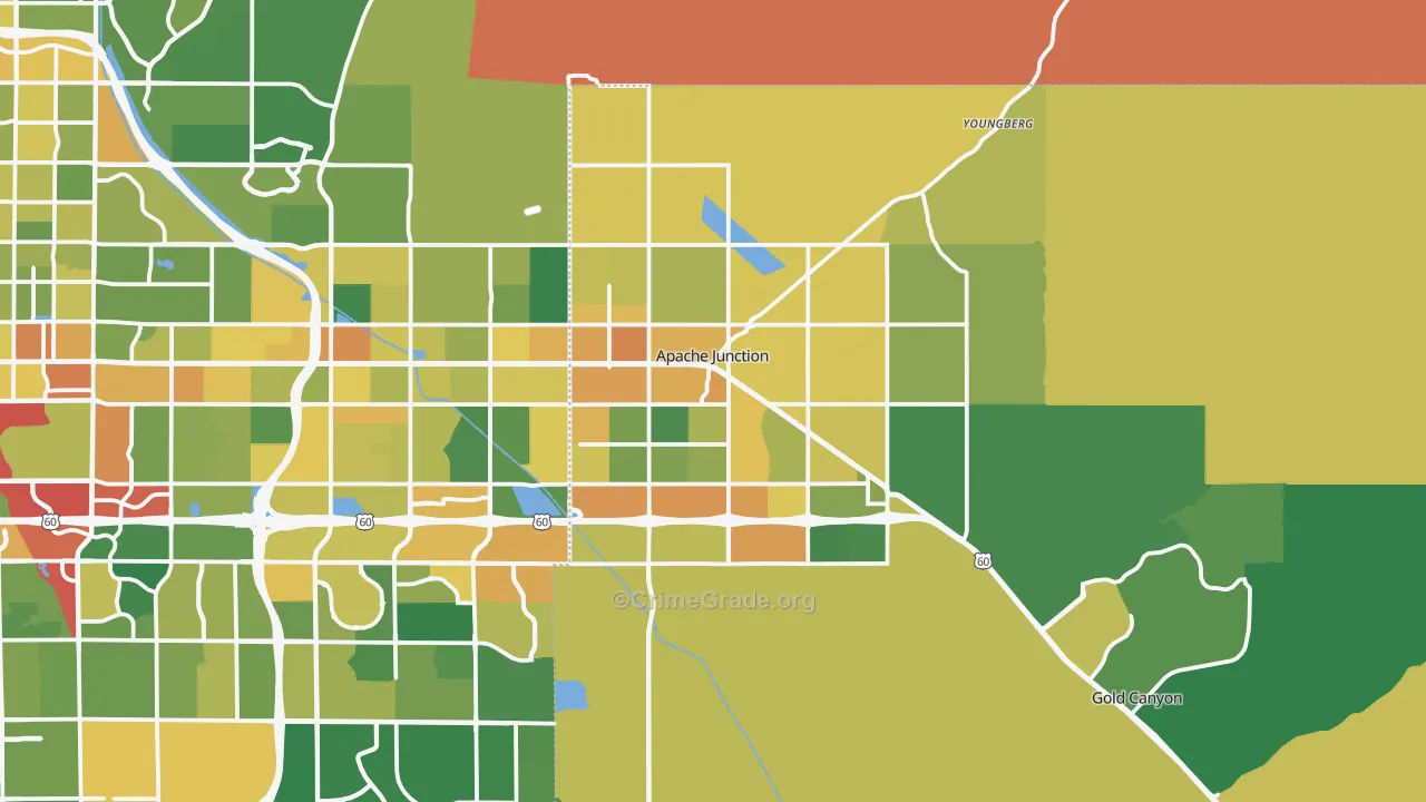 Apache Junction, AZ Map of Burglary Rates