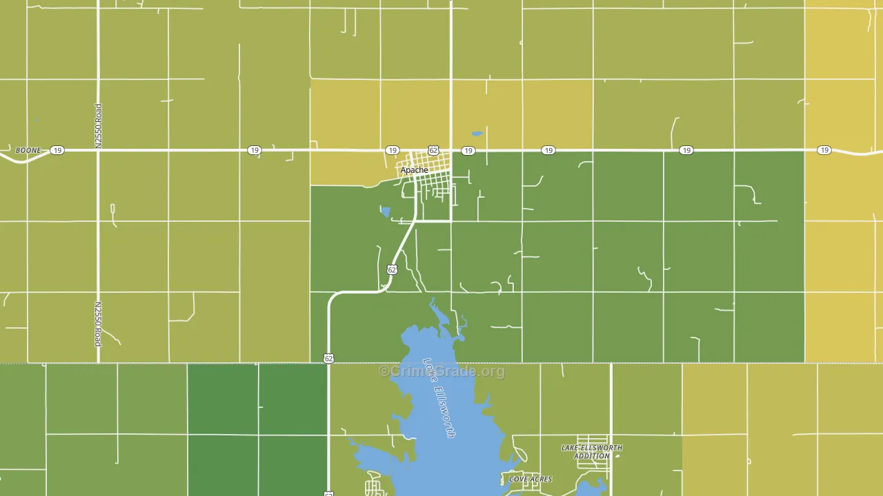 Apache, OK Map of Burglary Rates