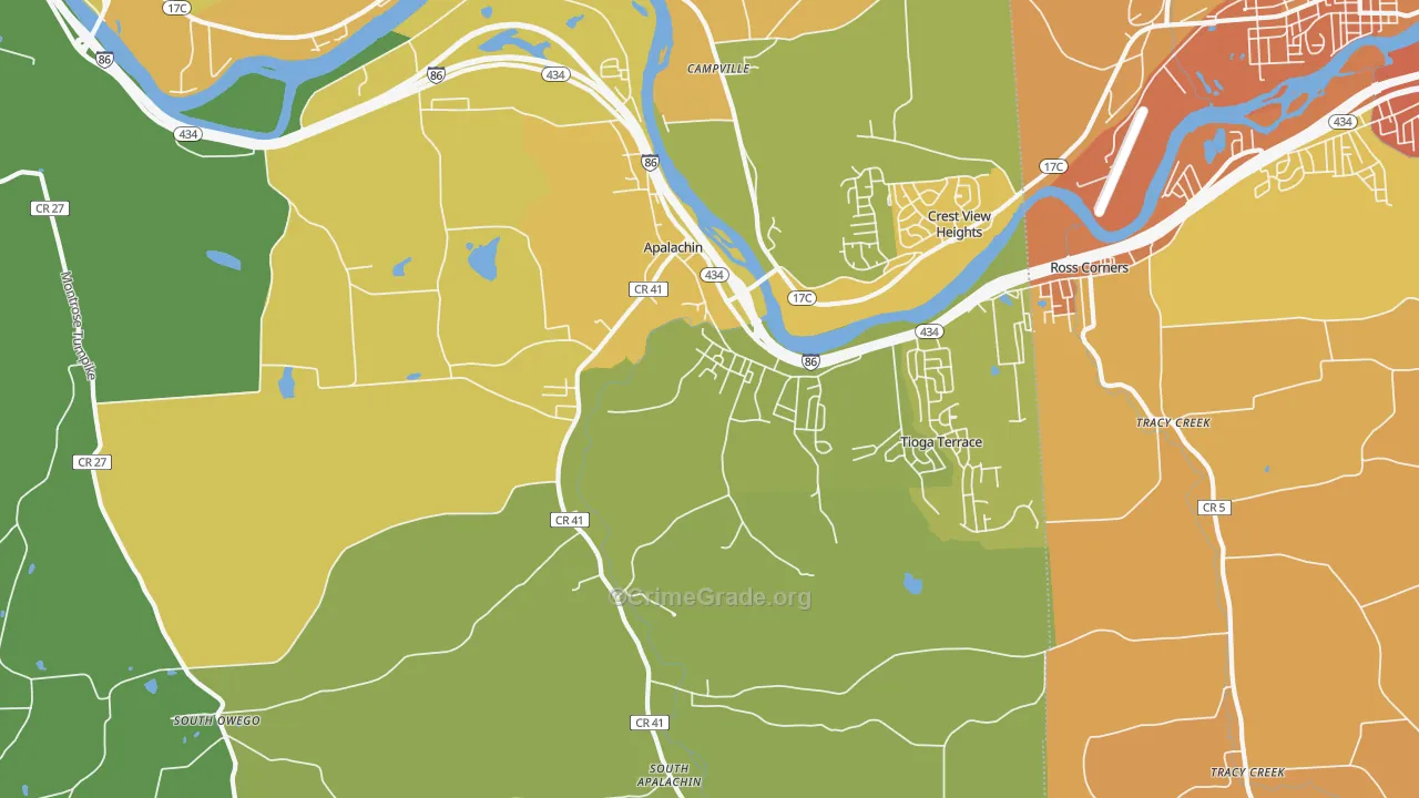 Apalachin, NY Map of Burglary Rates